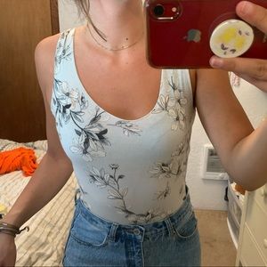 Blue floral bodysuit
